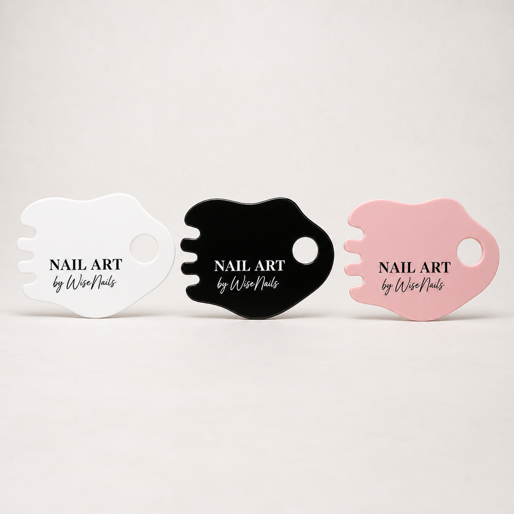Nail Tech Nail Art Photo Prop WiseTap three finishes white black pink