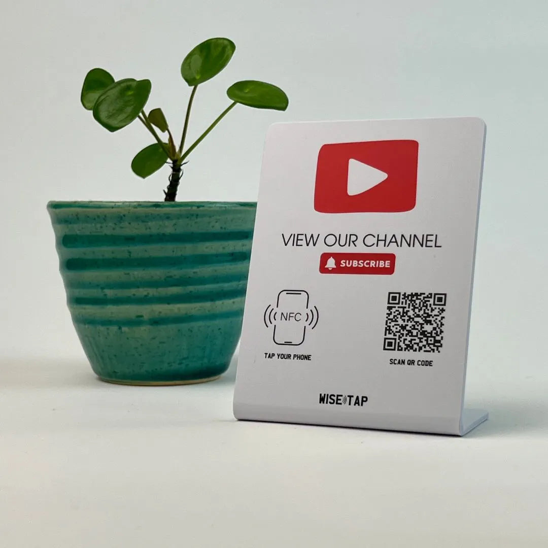 Youtube NFC Stand on a table, helping to collect new subscribers with ease.