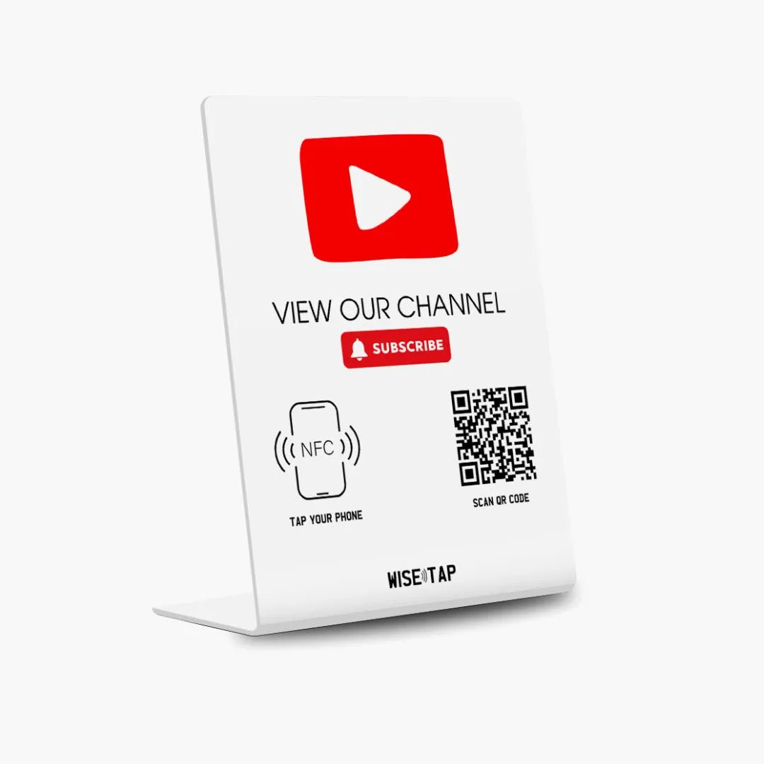 YouTube NFC Stand - Send your customers to Your YouTube channel with a single tap.