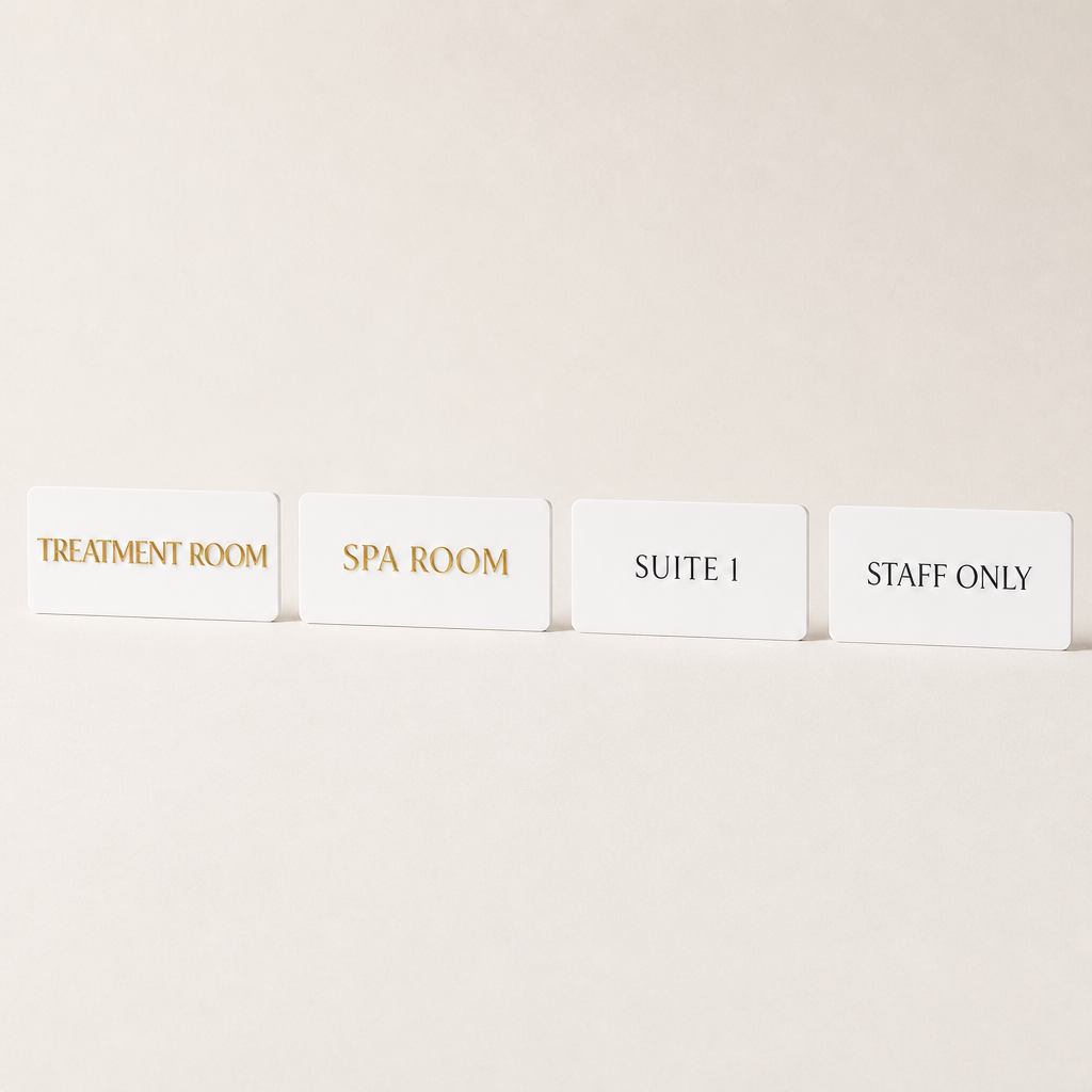 Custom 3D Acrylic Door Sign WiseTap lineup 3D gold and flat black lettering