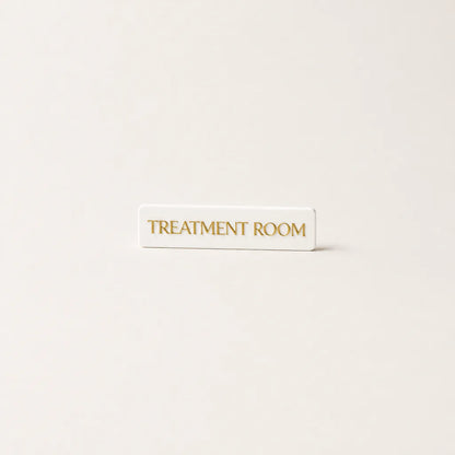 Custom 3D Acrylic Door Sign WiseTap 18 x 6 cm white gold TREATMENT ROOM