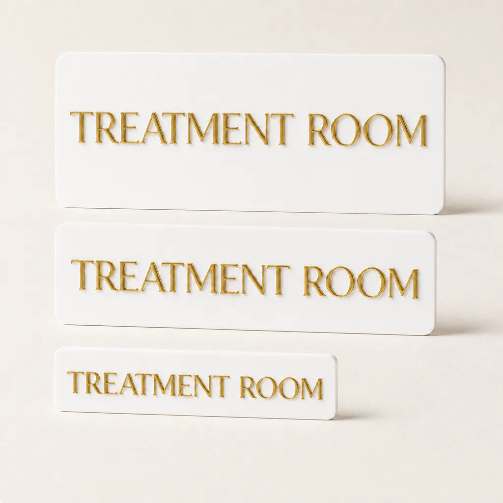 Custom 3D Acrylic Door Sign WiseTap size comparison 25 x 10, 25 x 7.5 and 18 x 6 cm