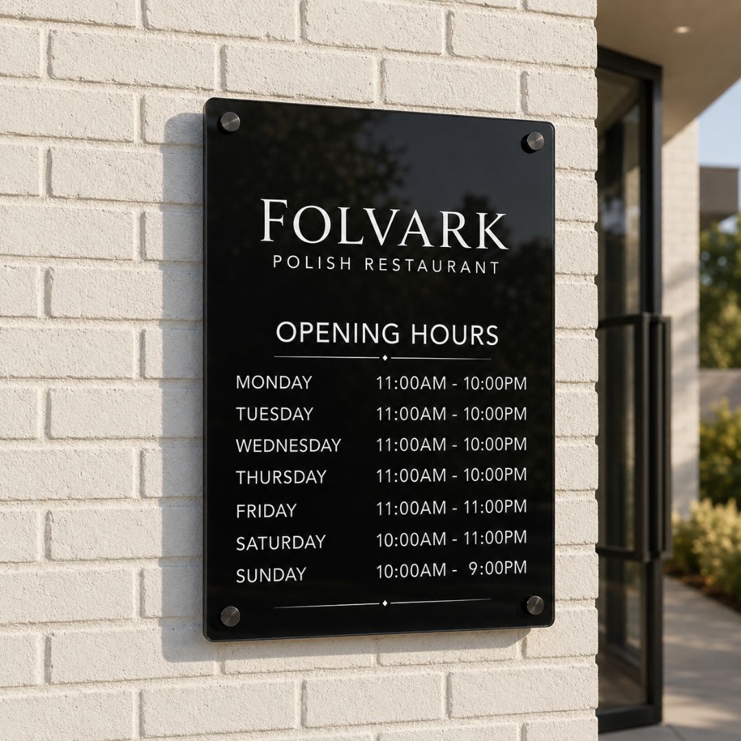 Custom Acrylic Business Hours Sign