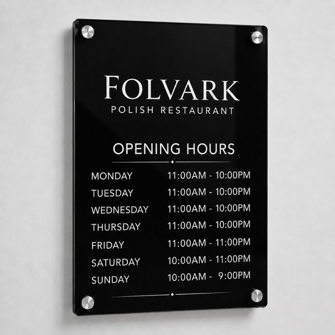 Custom Acrylic Business Hours Sign