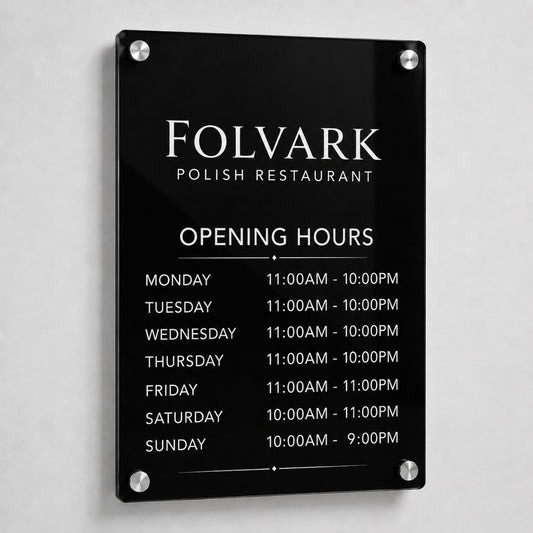 Custom Acrylic Business Hours Sign