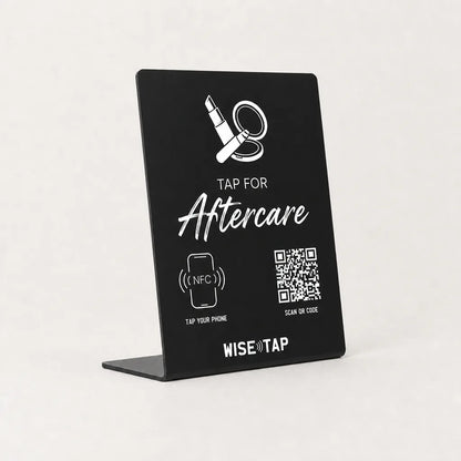 Aftercare + Rebook Acrylic NFC Stand TAP FOR Aftercare WiseTap
