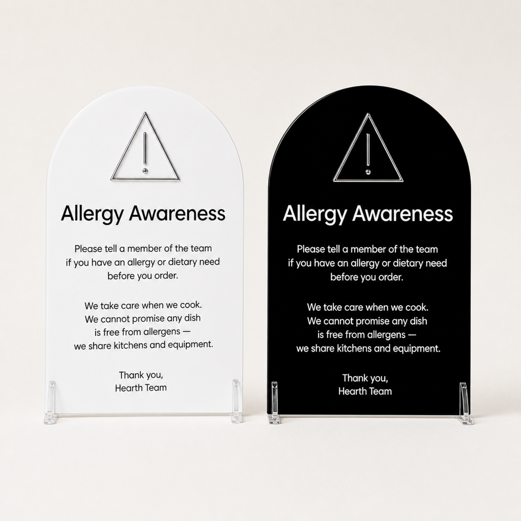 Custom Acrylic Allergy Awareness Stand white and black pair | WiseTap