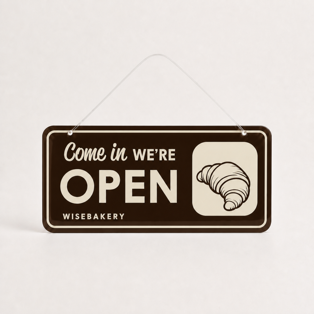 Bakery Custom Acrylic Open Closed Sign WiseTap espresso Come in WE ARE OPEN