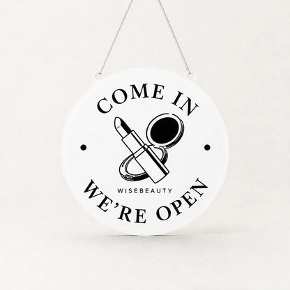 Beauty Salon custom acrylic open/closed sign white glossy front WiseTap