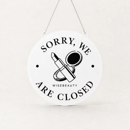 Beauty Salon custom acrylic open/closed sign white glossy closed back WiseTap