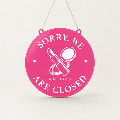 Beauty Salon custom acrylic open/closed sign pink glossy closed back WiseTap