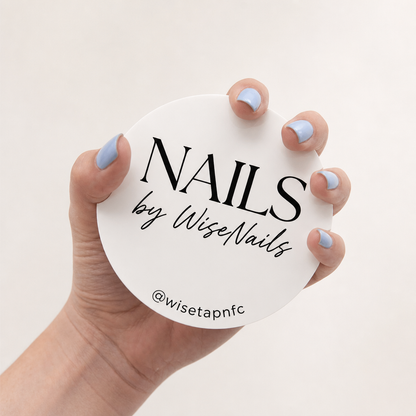 Nail Tech Circle Nail Photo Prop WiseTap white glossy NAILS by WiseNails @wisetapnfc