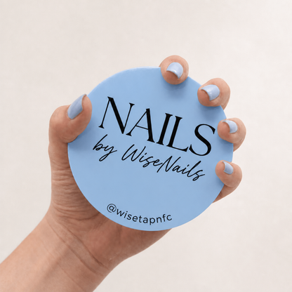 Nail Tech Circle Nail Photo Prop WiseTap baby blue glossy NAILS by WiseNails @wisetapnfc