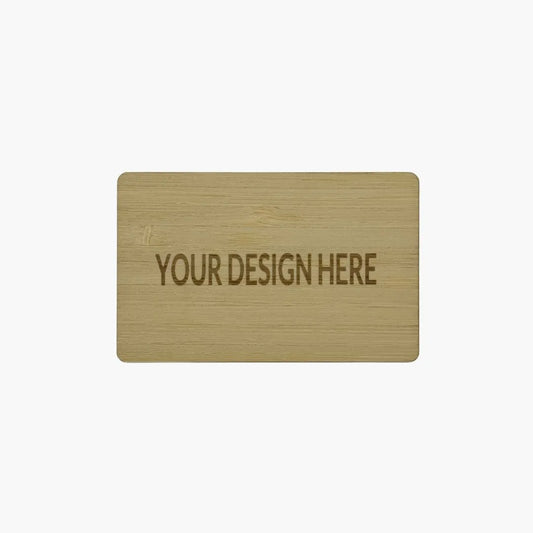 sample of bamboo personalised nfc card with your design on engraved with laser