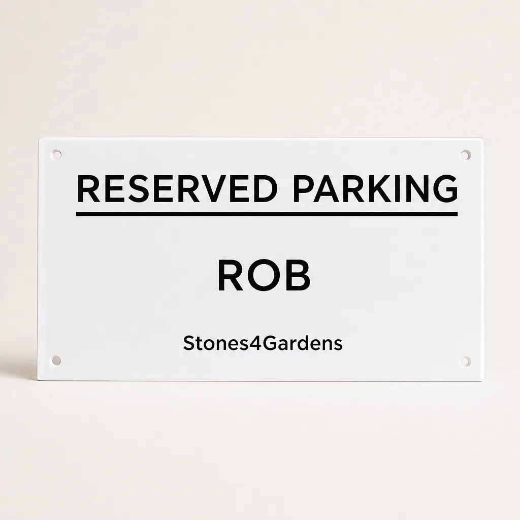 Custom Acrylic Reserved Parking Sign 30 x 15 cm with mounting holes, ROB, Stones4Gardens | WiseTap