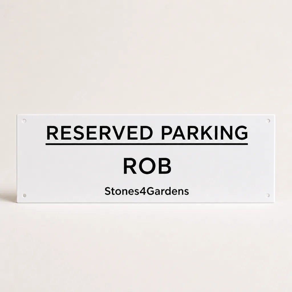 Custom Acrylic Reserved Parking Sign 40 x 15 cm with mounting holes, ROB, Stones4Gardens | WiseTap