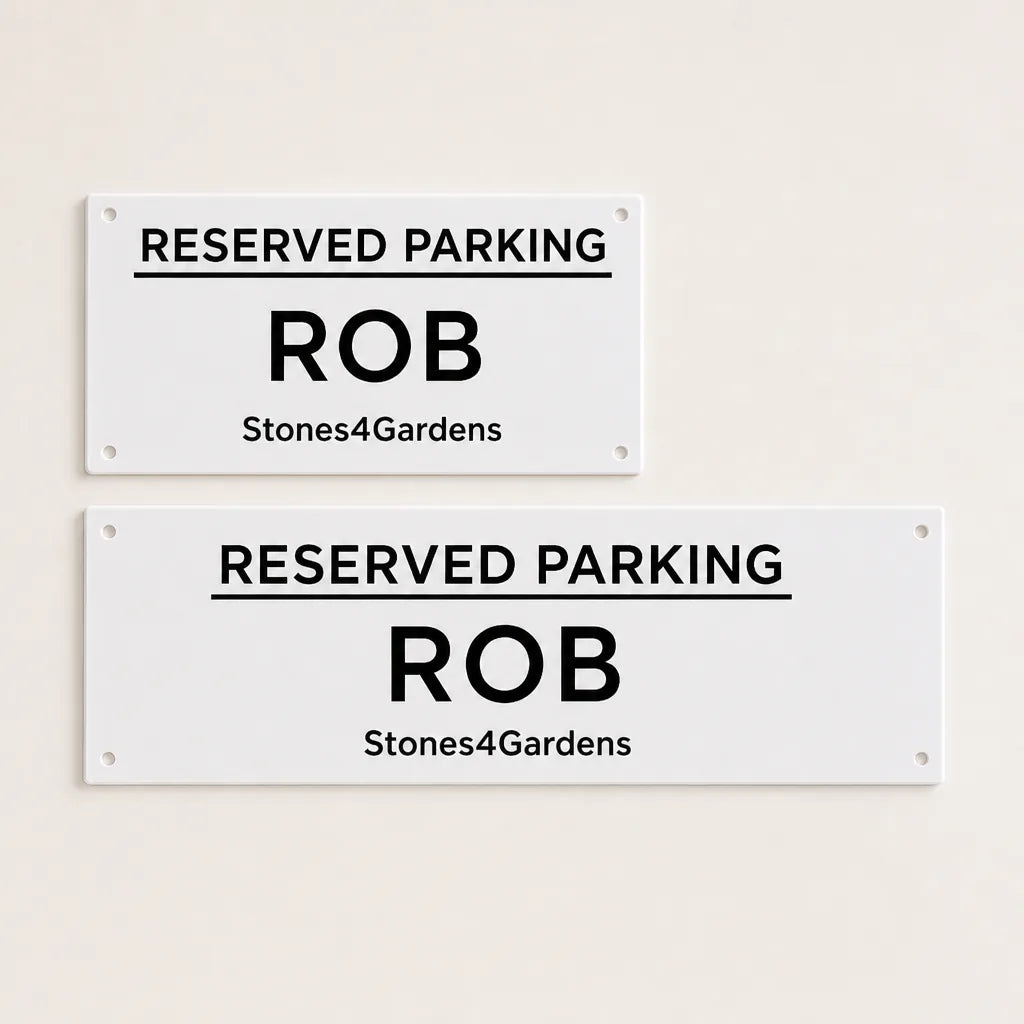 Custom Acrylic Reserved Parking Sign 30 cm stacked above 40 cm | WiseTap