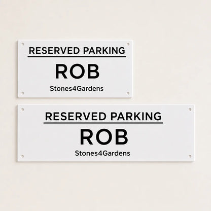 Custom Acrylic Reserved Parking Sign 30 cm stacked above 40 cm | WiseTap