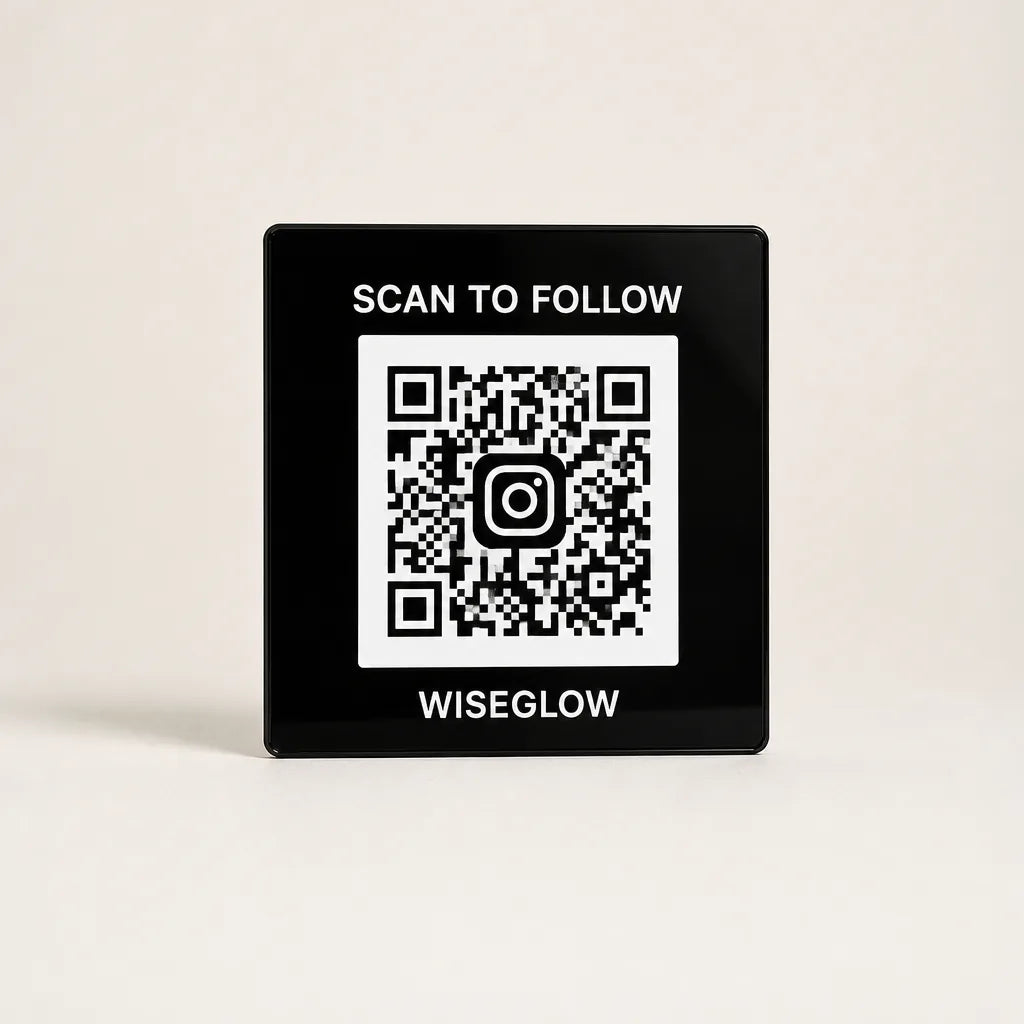 Custom Acrylic Scan to Instagram Sign black glossy WiseGlow WiseTap