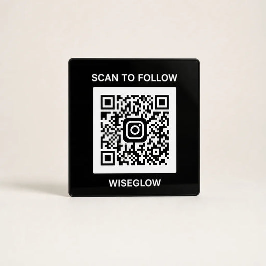 Custom Acrylic Scan to Instagram Sign black glossy WiseGlow WiseTap