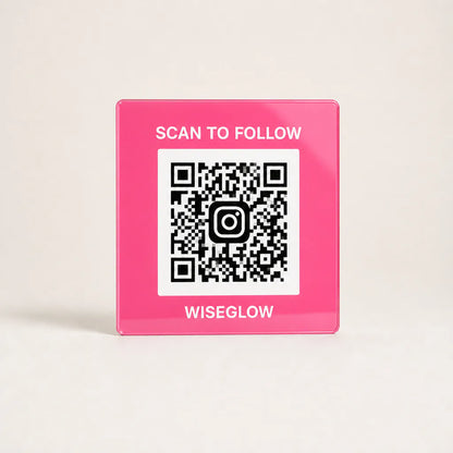 Custom Acrylic Scan to Instagram Sign pink glossy WiseGlow WiseTap