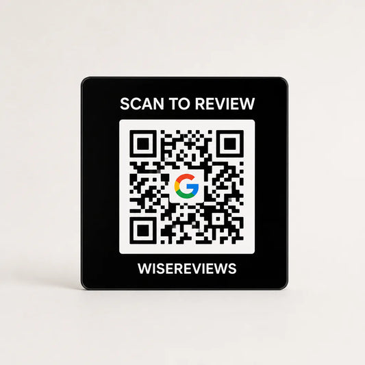 Custom Acrylic Scan to Google Reviews Sign black glossy WiseReviews WiseTap