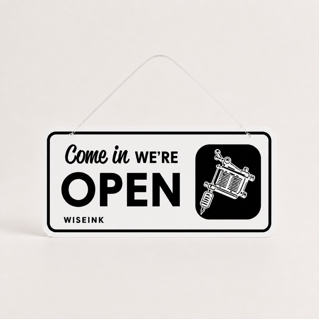 Tattoo Shop Custom Acrylic Open Closed Sign WiseTap white / black Come in WE ARE OPEN