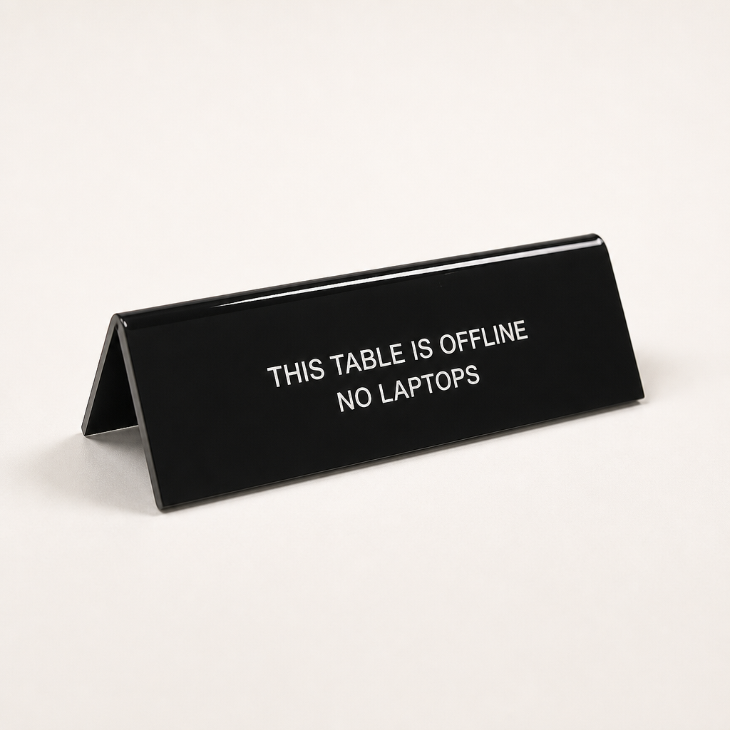 Custom Acrylic Table Sign black glossy front | WiseTap