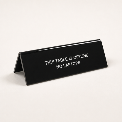Custom Acrylic Table Sign black glossy front | WiseTap