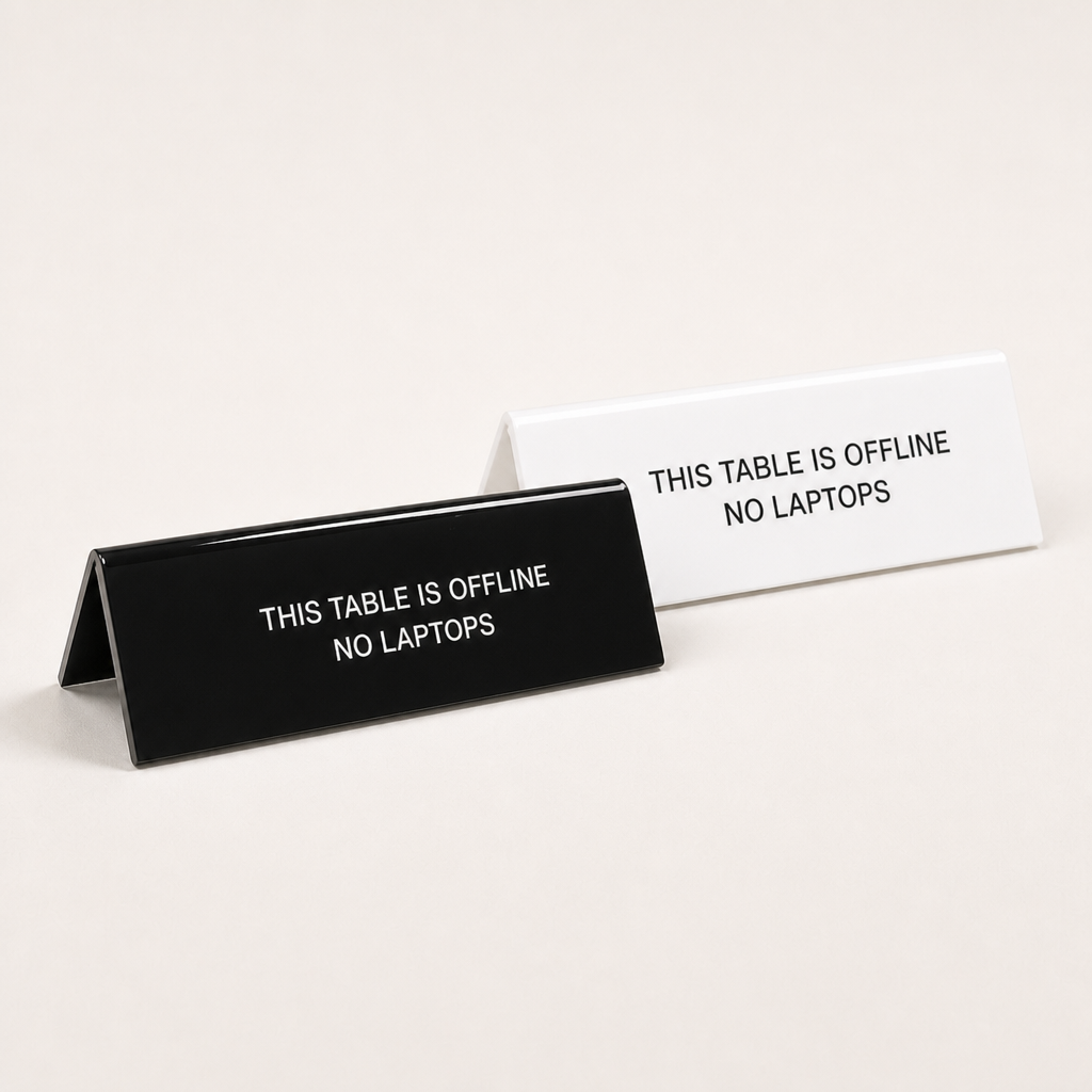 Custom Acrylic Table Sign black and white pair | WiseTap