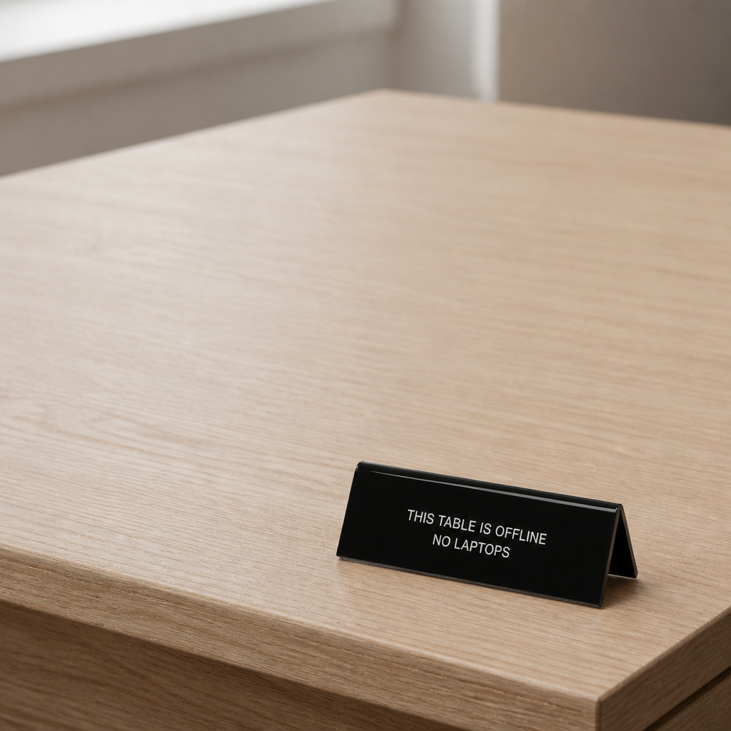 Custom Acrylic Table Sign on a café table | WiseTap