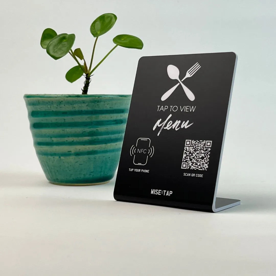 Restaurant Menu NFC Stand on a table or bar, can help your customers access your menu at anytime with a single tap.